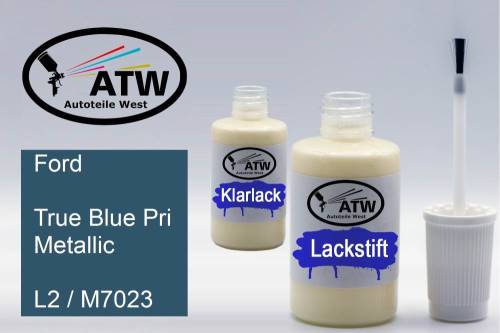 Ford, True Blue Pri Metallic, L2 / M7023: 20ml Lackstift + 20ml Klarlack - Set, von ATW Autoteile West.